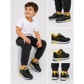 Faculty Black Yellow Kids Sports Shoes GD719 - Kids Sports Footwear