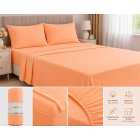 Floretta Çift Kişilik Lastikli Fitted Penye Çarşaf 160x200+30 Turuncu