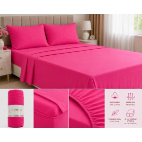 Floretta Çift Kişilik Lastikli Fitted Penye Çarşaf 160x200+30 Fuşya