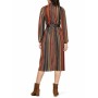 Sateen Ethnic Patterned Midi Belted Dress - Your Elegance Destination