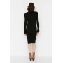 TRENDYOLMİLLA Black Ruffled Sleeve Knit Dress