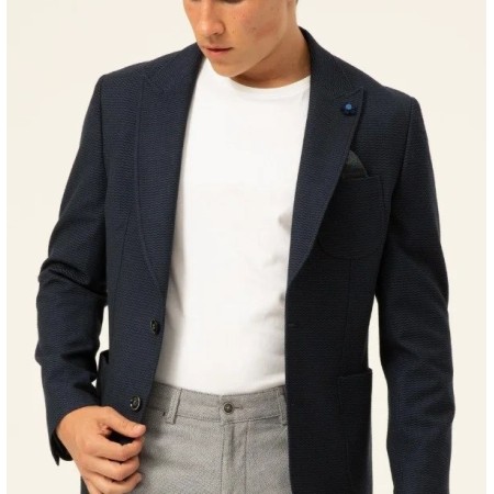 SÜVARİ Parliament Blue Slim Fit Jacket - Elegant and Modern