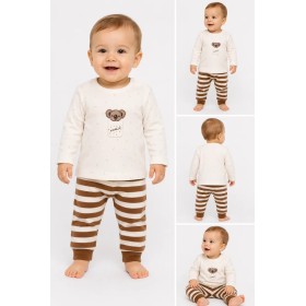 For My Baby Çizgili Kadife Sweatshirt Pantolon 21630