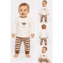 For My Baby Çizgili Kadife Sweatshirt Pantolon 21630