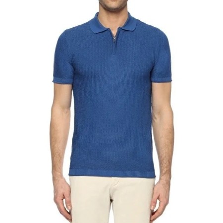 NetWork Slim Fit Royal Blue Polo Collar Short Sleeve Sweater | Stylish Clothing