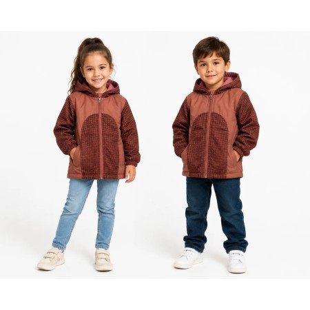 Checked Fleece Lined Kids Jacket - Stylish and Comfortable