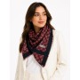Berussa Kadın Kareli Bordo Siyah Şeritli Eşarp 90x90