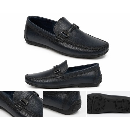 City Life Erkek Lacivert Deri Loafer Ayakkabı - Şıklık ve Konfor