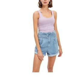 Defacto Women's Blue Belt Detailed Pocket Shorts - Stylish & Comfortable