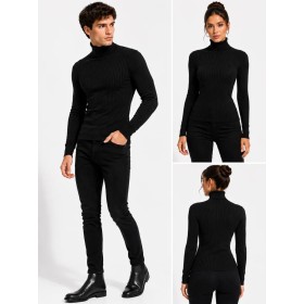 Unisex Turtleneck Bodysuit Sweater Black - Stylish and Comfortable