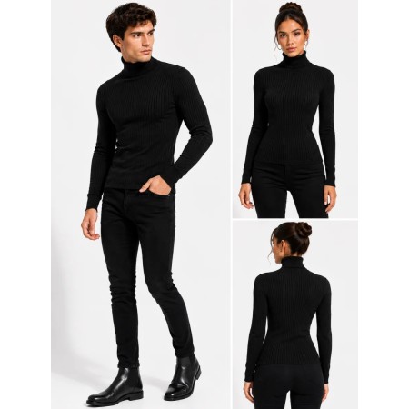 Unisex Turtleneck Bodysuit Sweater Black - Stylish and Comfortable