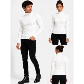 Unisex Turtleneck Bodysuit Sweater White - Stylish and Comfortable