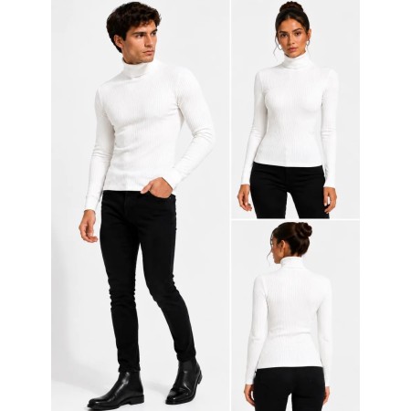 Unisex Turtleneck Bodysuit Sweater White - Stylish and Comfortable