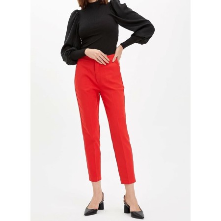 Defacto Women's Red Woven Pants | Stylish and Comfortable