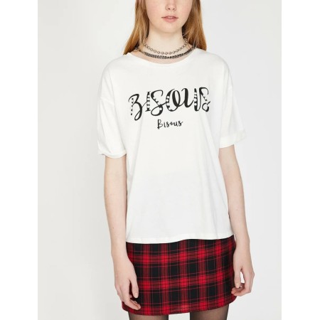Koton Bayan İnci Detaylı T-Shirt Beyaz 9KAL19033IK001