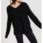 Levi's Women's Waffle Stitch Vneck Jet Black - Elegance and Comfort