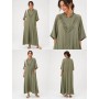 Afife Neck Gathered Detail Women's Long Dress - Elegance and Comfort