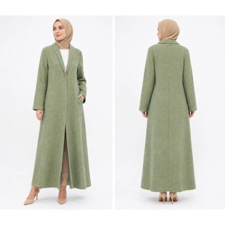Touche Women's Long Coat Light Green - Chic and Modern