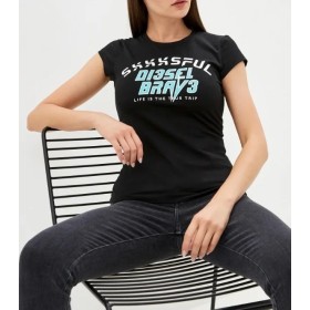Diesel Women's Black Printed Detail T-Shirt - Stylish & Comfortable