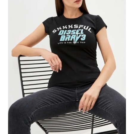 Diesel Women's Black Printed Detail T-Shirt - Stylish & Comfortable