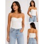 Prettylittlething Cream Velvet Bandeau - Stylish Design