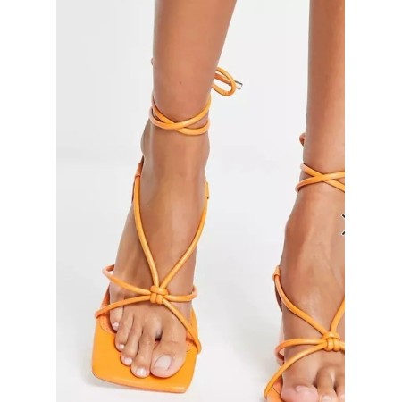 Public Desire Turuncu Orta Topuklu Sandalet | Şık ve Rahat