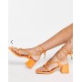 Public Desire Wide Fit Aloha Düğüm Bantlı Turuncu Orta Topuklu Sandalet
