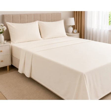 Floretta Çift Kişilik Lastikli Fitted Penye Çarşaf 160x200+30 Krem