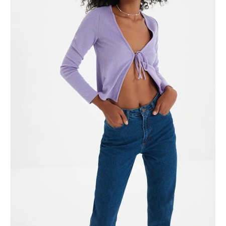 TRENDYOLMİLLA Kadın Indigo Yüksek Bel Mom Jeans