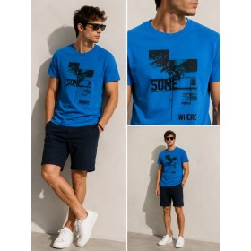 Pointback Men's Blue T-Shirt | Stylish and Comfortable