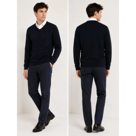 Pierre Cardin Lacivert Slim Fit V Yaka Basic Triko Kazak G021SZ0TK.000.1730396.VR033