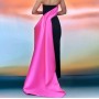 Solace London Sıcak Pembe ve Siyah Kinsley Maxi Elbise