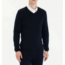 Pierre Cardin Black Slim Fit V Neck Knit Sweater - Clothing