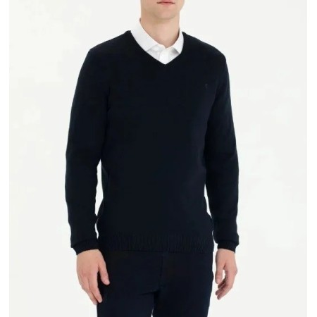 Pierre Cardin Black Slim Fit V Neck Knit Sweater - Clothing