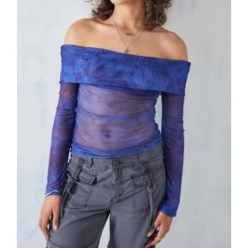 Urban Outfitters Kadın Bluz Daisy Street Sheer Mesh Off-The-Shoulder Top