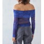 Urban Outfitters Kadın Bluz Daisy Street Sheer Mesh Off-The-Shoulder Top