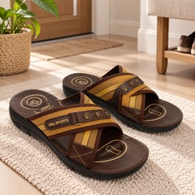 Kahverengi Ziley Camel Ortopedik Anatomik Çocuk Terlik 00641
