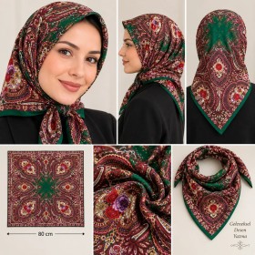 Berivan Oyalık Desenli Polyester Yazma 80x80