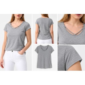 Fashion Friends Kadın Gri Tişört 9Y0969B1