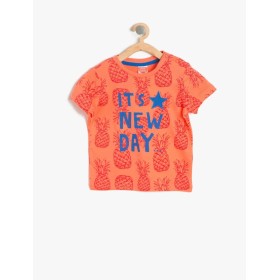 Koton Rahat Kesim, Kısa Kollu, Baskılı, Bisiklet Yaka T-Shirt  7YMB18762GK01C