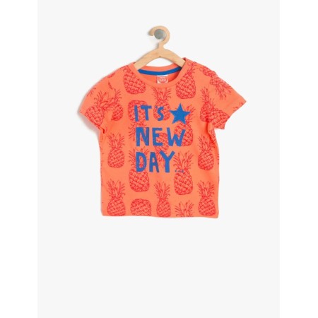 Koton Rahat Kesim, Kısa Kollu, Baskılı, Bisiklet Yaka T-Shirt  7YMB18762GK01C