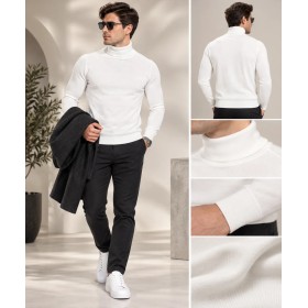 Factor Men's White Fisherman Neck Sweater - Style & Comfort
