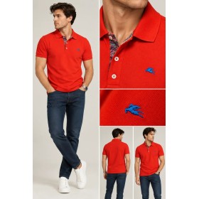 Etro Orange Polo Collar Logo T-Shirt - Stylish Apparel