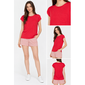 Koton Pocket Detail T-Shirt Red | Stylish and Comfortable