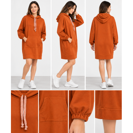 Trender Women's Hooded Kangaroo Pocket Tunic 3083 - Stylish and Comfortable