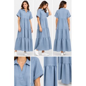 Beige Women's Blue Dress BJ11-8115 - Elegance Redefined