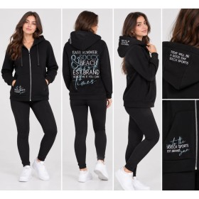 Soccx Kadın Siyah Kapüşonlu Sweatshirt SO2303-3737-22