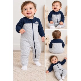 Hello Baby Erkek Bebek Fermuarlı  Kışlık Tulum 20KHLBETLM012