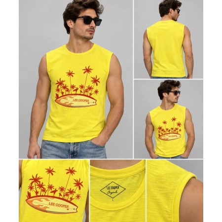 Lee Cooper Men's Yellow Sleeveless T-Shirt - Stylish & Comfortable