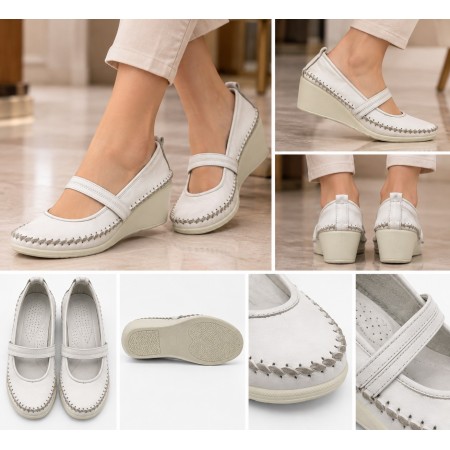 Bambi Wedge Heel White Women's Shoes | Elegance & Comfort